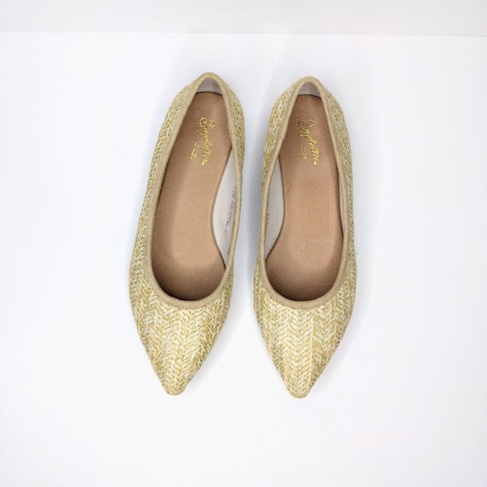 Seychelles Woven Rafia Flat Womens 7.5 Straw Ballet Casual Back East Shoes